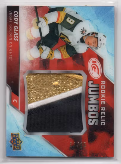 2019-20 Upper Deck Ice Rookie Relic Jumbos Red #RRJGL Cody Glass (300-P10-GOLDENKNIGHTS)