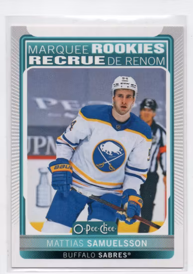 2021-22 O-Pee-Chee #524 Mattias Samuelsson RC (10-R3-SABRES)
