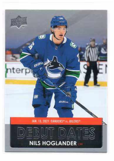 2021-22 Upper Deck Debut Dates #DD17 Nils Hoglander (10-R1-CANUCKS)