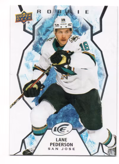 2021-22 Upper Deck Ice #109 Lane Pederson RC (10-Q5-SHARKS)