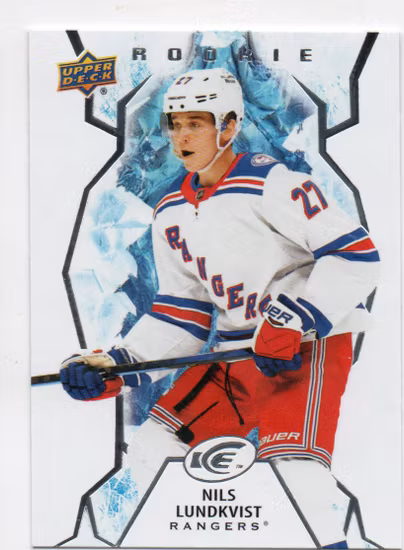 2021-22 Upper Deck Ice #149 Nils Lundkvist RC (15-C15-RANGERS)