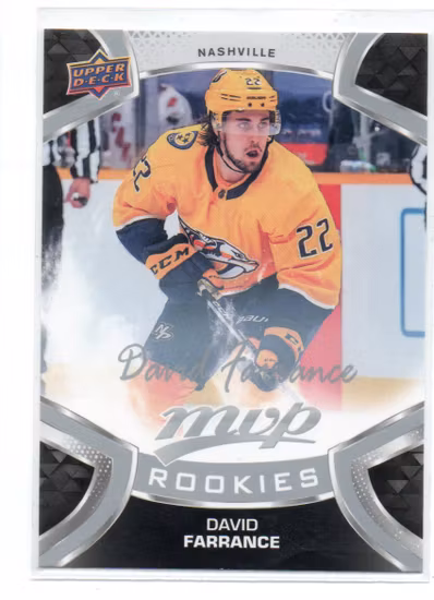 2021-22 Upper Deck MVP Silver Script #230 David Farrance SP (20-D4-PREDATORS)