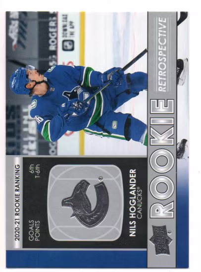 2021-22 Upper Deck Rookie Retrospective #RR9 Nils Hoglander (10-Q9-CANUCKS)