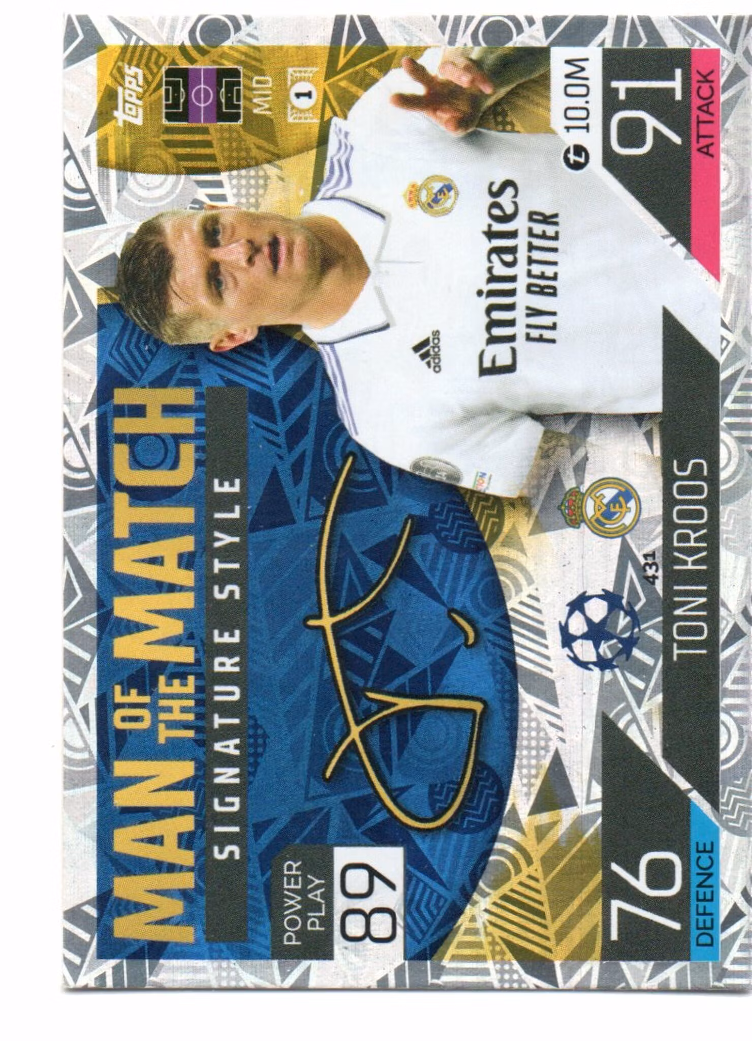 2022-23 Topps Match Attax UEFA Club Competitions Man of the Match Signature Style #431 Toni Kroos (15-C6-REALMADRID)