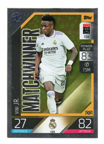 2022-23 Topps Match Attax UEFA League Match Winner #133 Vini Jr. (20-B1-REALMADRID)