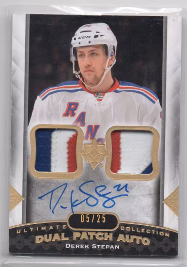 2013-14 Ultimate Collection Ultimate Dual Patch Autographs #UDPDS Derek Stepan (300-S12-RANGERS)