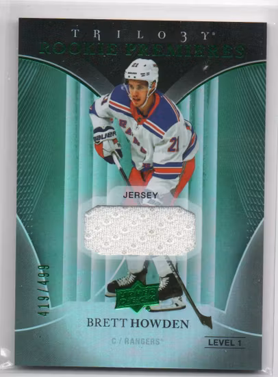 2018-19 Upper Deck Trilogy Green #66 Brett Howden JSY (50-S12-RANGERS)