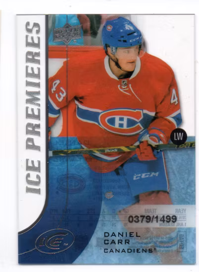 2015-16 Upper Deck Ice #158 Daniel Carr RC (30-T3-CANADIENS)