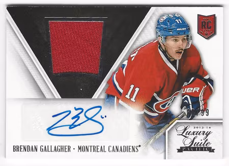 2013-14 Luxury Suite #166 Brendan Gallagher JSY AU RC (400-T5-CANADIENS)