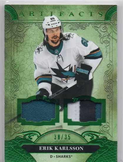 2020-21 Artifacts Materials Emerald #128 Erik Karlsson (250-T10-SHARKS)