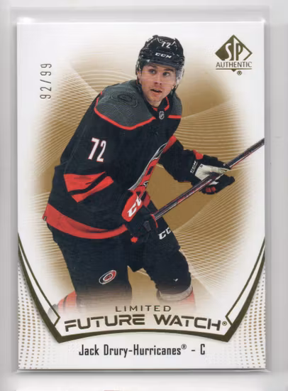 2021-22 SP Authentic Limited Gold #194 Jack Drury FW (50-T10-HURRICANES)