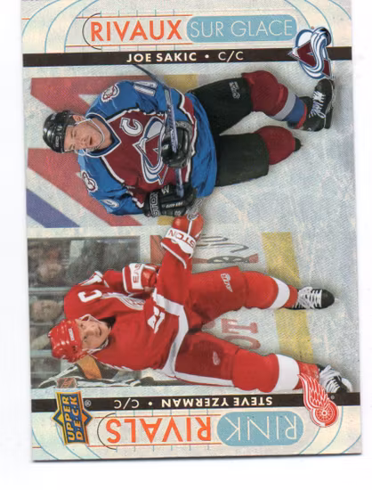 2023-24 Upper Deck Tim Hortons Greatest Duos Rink Rivals #RR15 Steve Yzerman Joe Sakic (25-T10-AVALANCHE+REDWINGS)