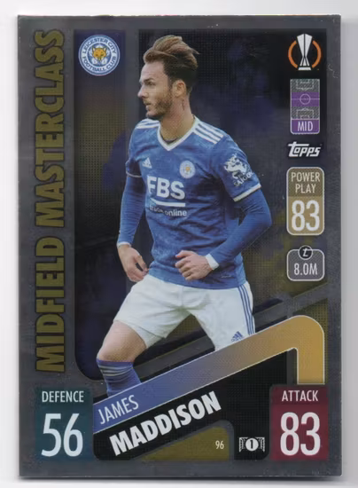 2021-22 Topps Match Attax UEFA Champions League #96 James Maddison (10-T7-LEICESTER)