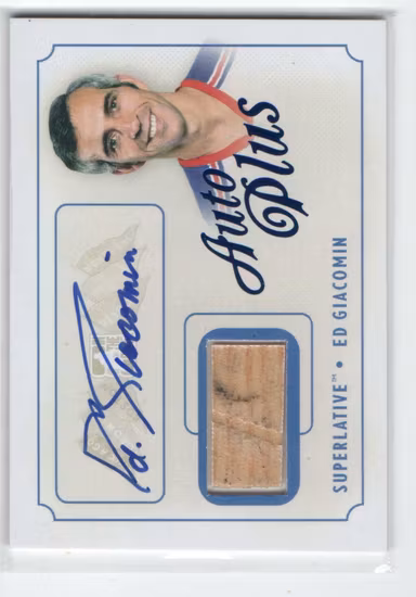 2013-14 ITG Superlative The First Six Autographs Plus Memorabilia #APEG Ed Giacomin (400-T5-RANGERS)