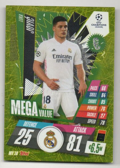 2020-21 Topps Match Attax UCL Extra Mega Value #MV10 Luka Jovic (10-T11-REALMADRID)