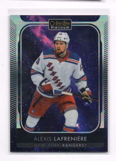 2021-22 O-Pee-Chee Platinum Cosmic #30 Alexis Lafreniere (100-T12-RANGERS)