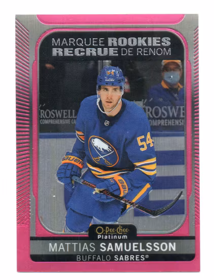 2021-22 O-Pee-Chee Platinum Matte Pink #264 Mattias Samuelsson (15-T13-SABRES)