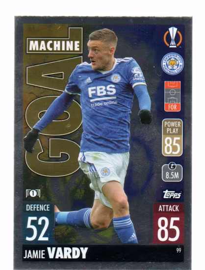 2021-22 Topps Match Attax UEFA Champions Europa #99 Jamie Vardy Goal Machine (10-T11-LEICESTER)