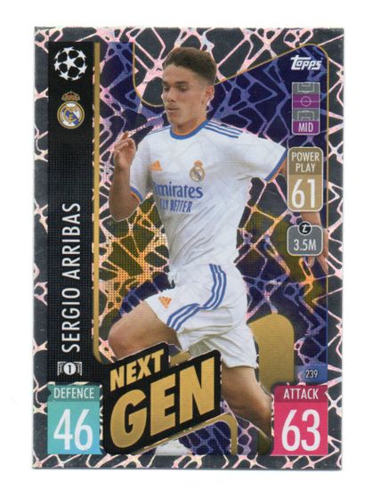 2021-22 Topps Match Attax UEFA Champions League UCL Next Gen #239 Sergio Arribas (15-T11-REALMADRID)