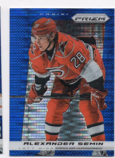 2013-14 Panini Prizm Prizms Blue Pulsar #17 Alexander Semin (20-U9-HURRICANES)