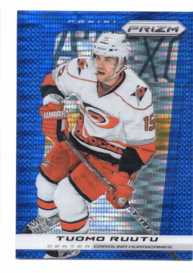 2013-14 Panini Prizm Prizms Blue Pulsar #20 Tuomo Ruutu (15-U9-HURRICANES) (2)