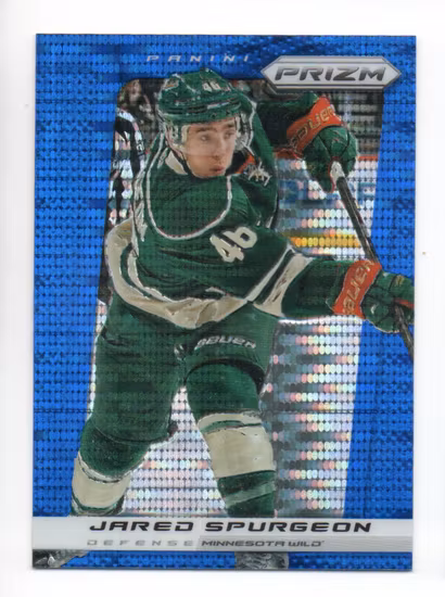 2013-14 Panini Prizm Prizms Blue Pulsar #157 Jared Spurgeon (15-U7-NHLWILD) (2)