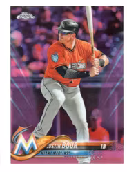 2018 Topps Chrome Pink Refractors #68 Justin Bour (15-U4-MLBMARLINS)