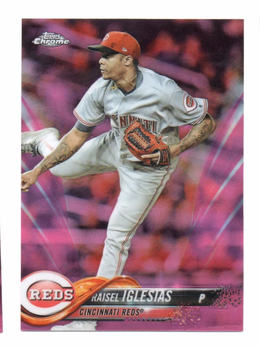 2018 Topps Chrome Pink Refractors #82 Raisel Iglesias (12-U4-MLBREDS)