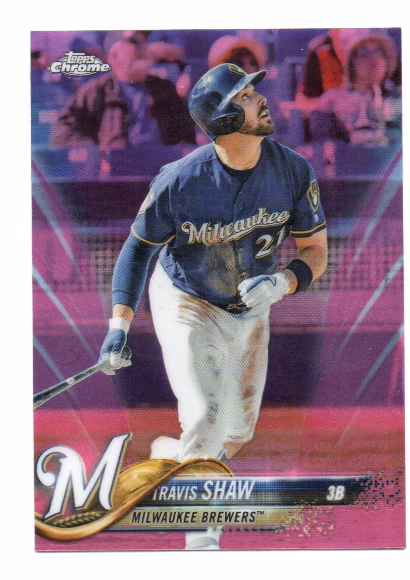 2018 Topps Chrome Pink Refractors #105 Travis Shaw (20-U4-MLBBREWERS)