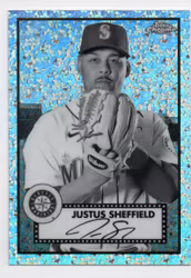 2021 Topps Chrome Platinum Anniversary Black and White Mini Diamond Refractors #475 Justus Sheffield (20-U5-MLBMARINERS)