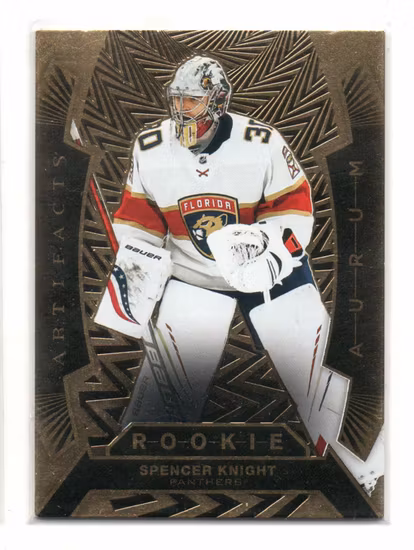 2021-22 Artifacts Aurum #A38 Spencer Knight (100-U15-NHLPANTHERS)