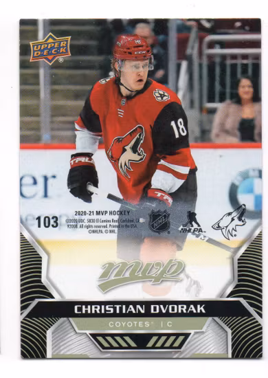 2020-21 Upper Deck MVP Puzzle Back #103 Christian Dvorak (10-V8-COYOTES)