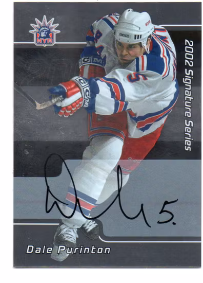 2001-02 BAP Signature Series Autographs #95 Dale Purinton (30-V9-RANGERS)
