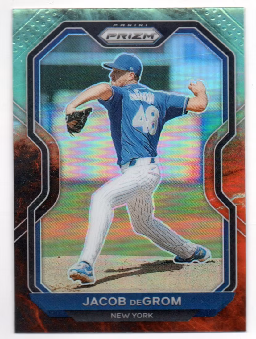 2021 Panini Prizm Prizms Cosmic Haze #111 Jacob deGrom (20-W14-MLBMETS)