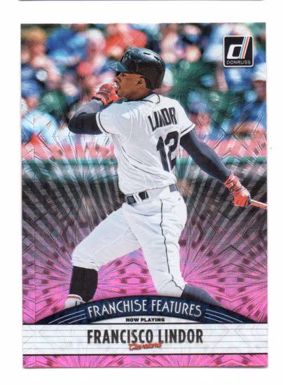 2019 Donruss Franchise Features Pink Firework #2 Francisco Lindor Fernando Tatis Jr. (25-X10-MLBINDIANS)