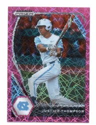 2021 Panini Prizm Draft Picks Prizms Pink Velocity #180 Justice Thompson (12-Y6-MLBOTHERS)