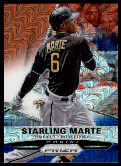 2015 Panini Prizm Prizms Red White and Blue Mojo #140 Starling Marte (30-Y10-MLBPIRATES)