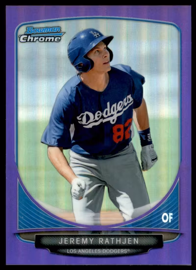 2013 Bowman Chrome Prospects Purple Refractors #BCP142 Jeremy Rathjen (15-AA6-MLBDODGERS)
