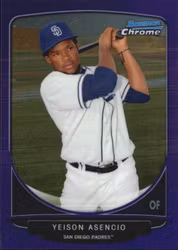 2013 Bowman Chrome Prospects Purple Refractors #BCP189 Yeison Asencio (15-AA6-MLBPADRES)