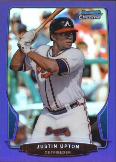 2013 Bowman Chrome Purple Refractors #96 Justin Upton (15-AA6-MLBBRAVES)