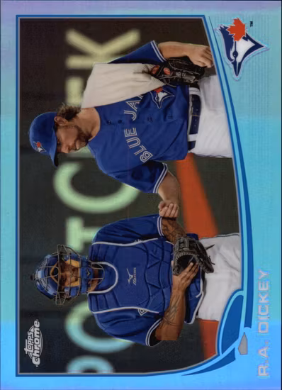 2013 Topps Chrome Blue Refractors #62 R.A. Dickey (25-AA7-MLBBLUEJAYS)
