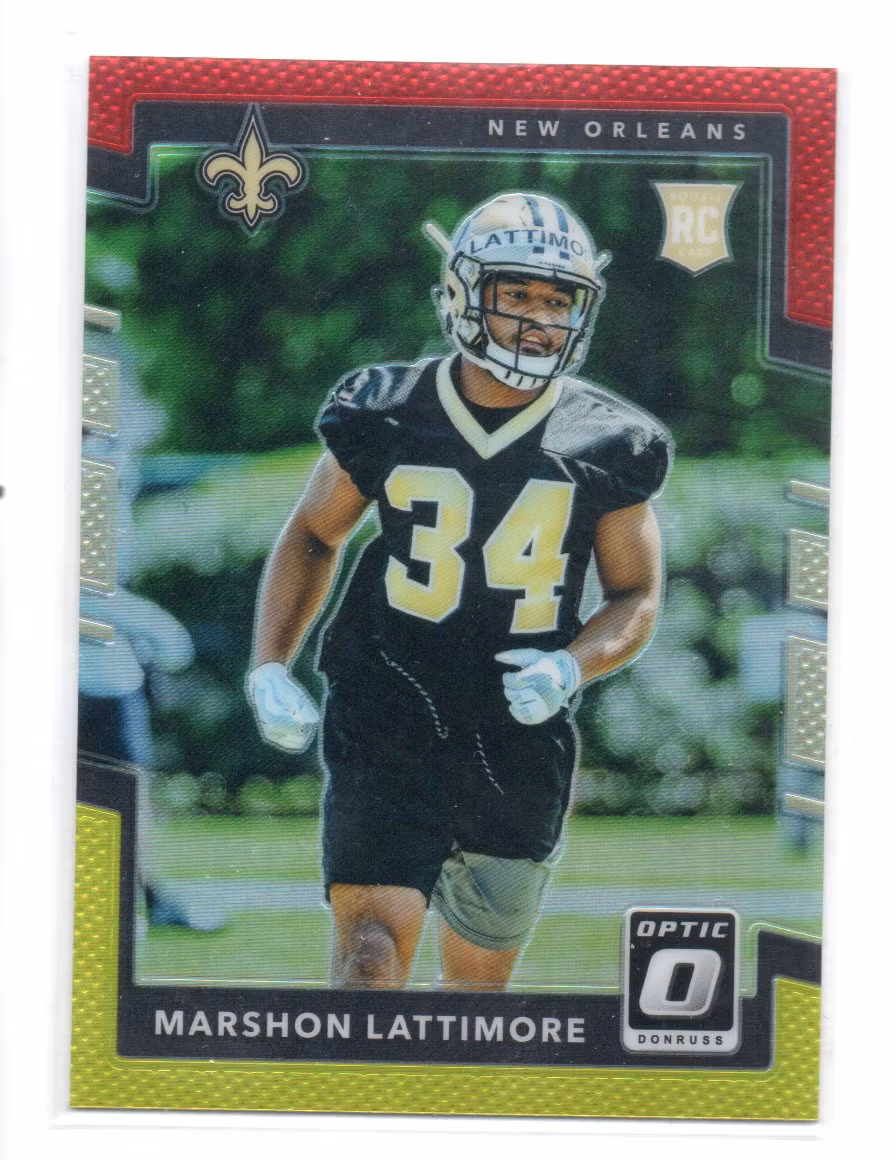 2017 Donruss Optic Red and Yellow #136 Marshon Lattimore (20-AA5-NFLSAINTS)