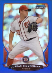 2013 Bowman Chrome Blue Refractors #33 Jordan Zimmermann (20-BB4-MLBNATIONALS)