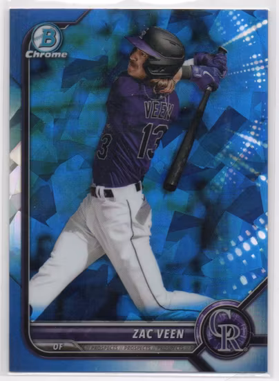 2022 Bowman Chrome Draft Sapphire #BDC32 Zac Veen (15-AA2-MLBROCKIES)