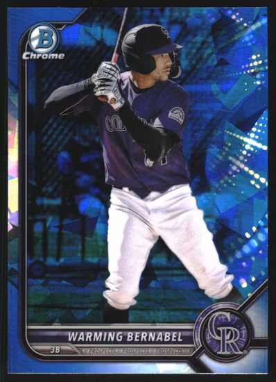 2022 Bowman Chrome Draft Sapphire #BDC179 Warming Bernabel (15-AA5-MLBROCKIES)