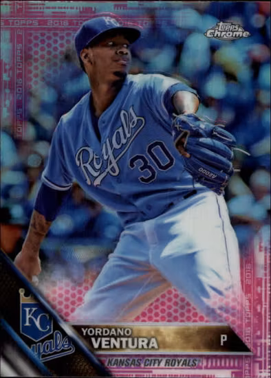 2016 Topps Chrome Pink Refractors #56 Yordano Ventura (15-DD11-MLBROYALS)