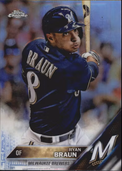 2016 Topps Chrome Refractors #165 Ryan Braun (10-DD11-MLBBREWERS)