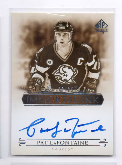 2020-21 SP Authentic Immortal Ink #IIPL Pat LaFontaine (2000-EE3-NHLSABRES)