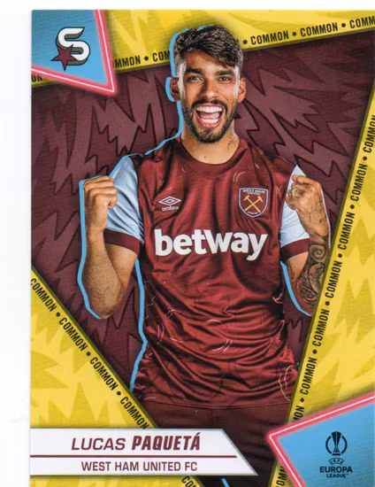 2023-24 Topps UEFA Club Competitions Superstars Yellow #158 Lucas Paqueta (10-EE8-SOCCERWESTHAM)