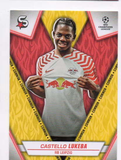 2023-24 Topps UEFA Club Competitions Superstars Yellow #129 Castello Lukeba (12-EE7-SOCCERLEIPZIG)